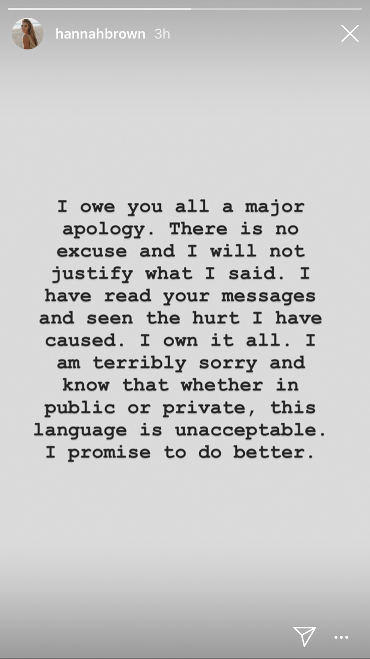 Hannah Brown apologizes for using the n-word on a livestream! Oops!