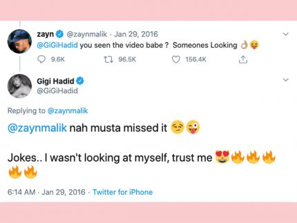 Zayn Malik Gigi Hadid Pillowtalk tweets