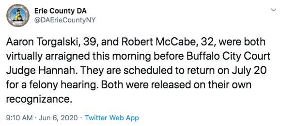 Two cops have been charged with second degree assault for shoving an elderly man at a protest.