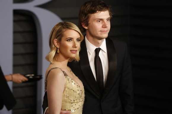 Emma Roberts and Evan Peters at the Vanity Fair Oscars Party in 2018