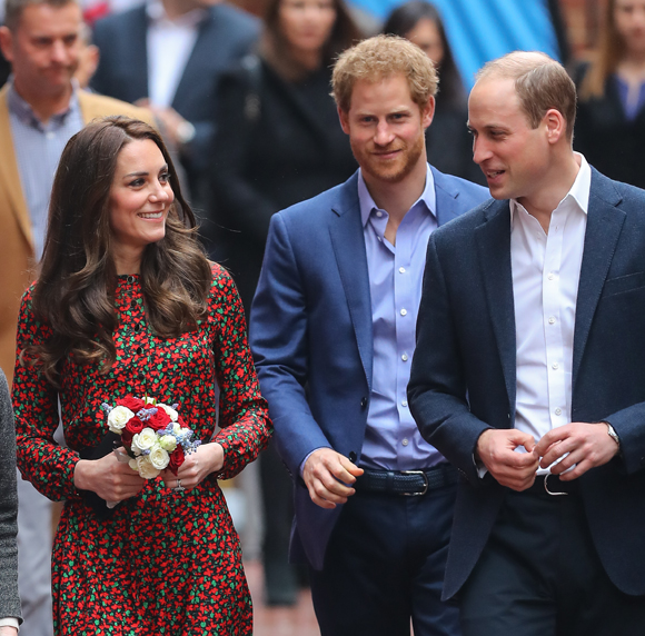 Prince Harry with William and Kate in 2016