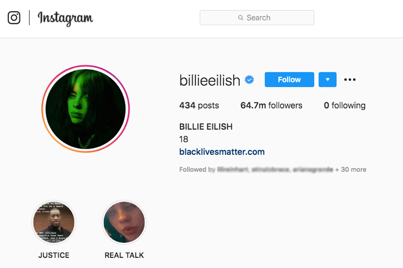 billie eilish instagram