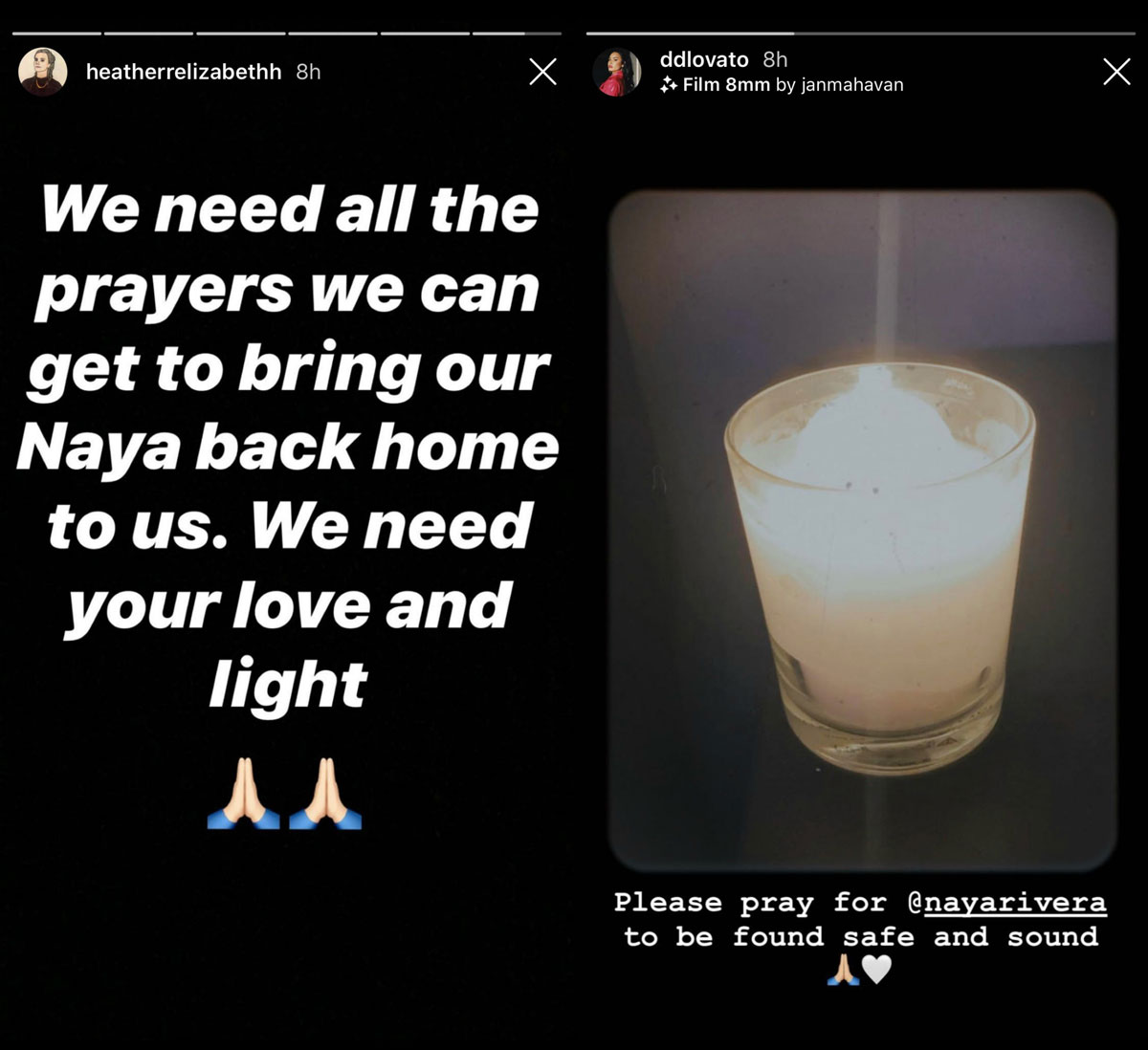 Heather Morris and Demi Lovato take to IG Story to ask for prayers for Naya Rivera