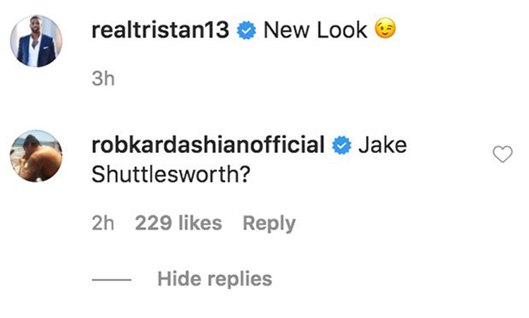 Rob Kardashian trolls Tristan Thompson over new hairstyle in Instagram comment!