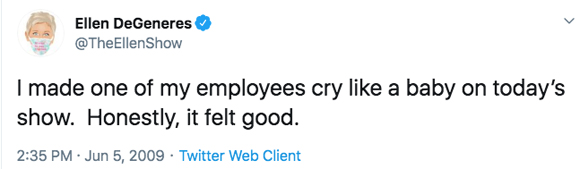 Ellen Degeneres hace llorar a los empleados de tuits
