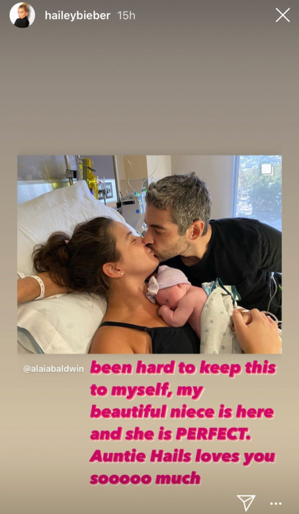 Hailey Bieber is an aunt after her sister gave birth this week!