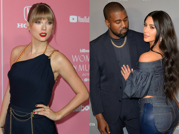 Kim Kardashian steps up to defend Kanye West amid his longtime feud with Taylor Swift.
