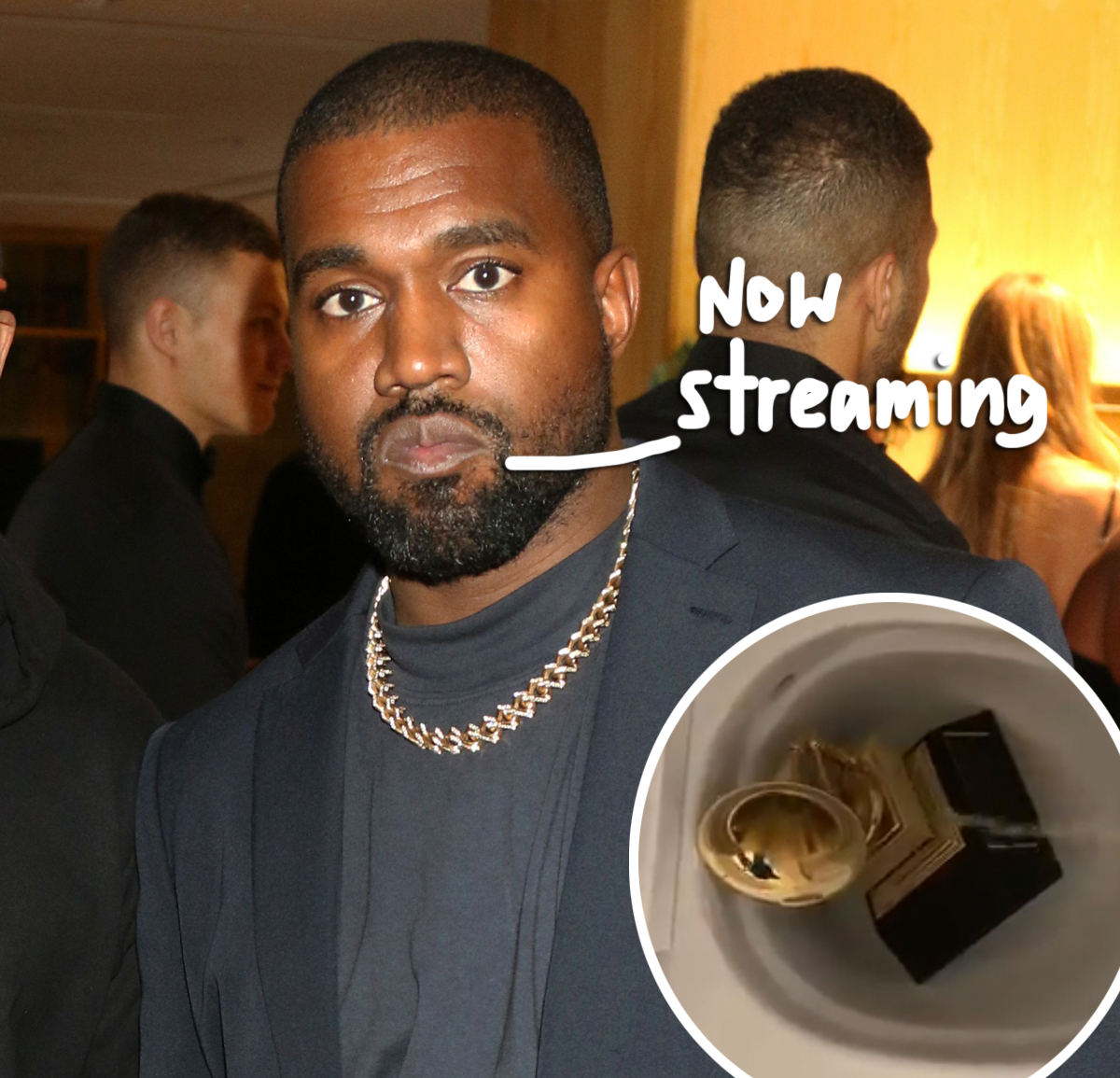 Kanye West Literally PEES On His Grammy Amid Fight With Label! Perez