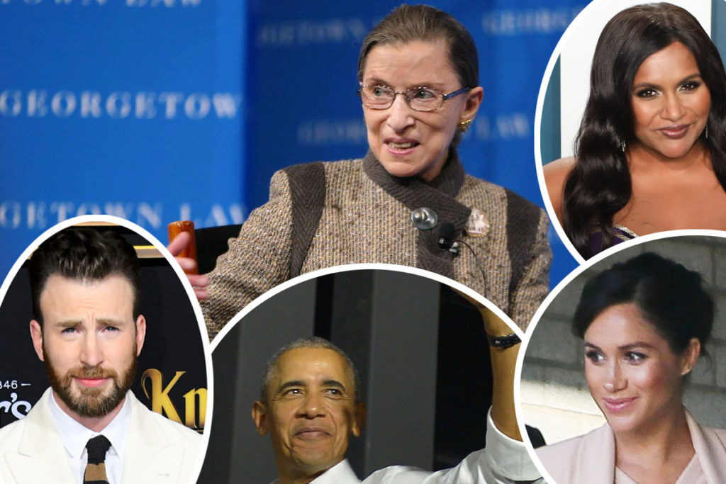 celebrities react to rbg's death
