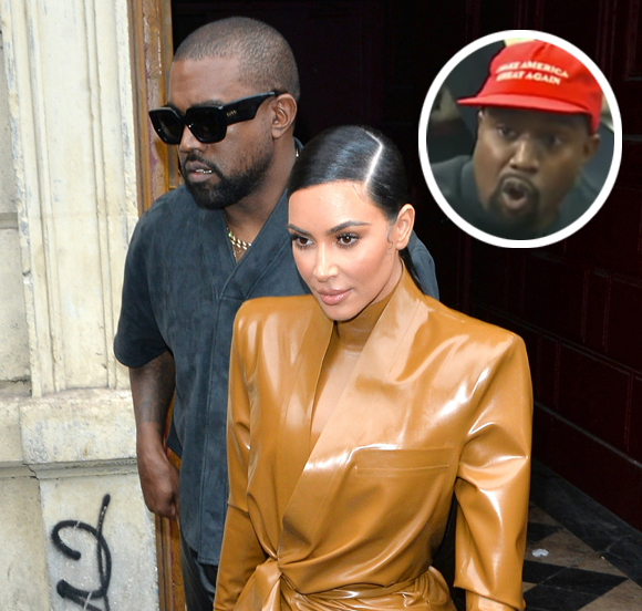 Kim Kardashian sticks up for Kanye West after he meets with Donald Trump and wears a MAGA hat.