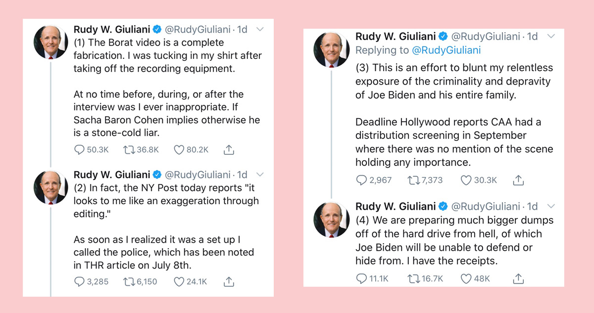 Rudy Giuliani Twitter Denial Borat