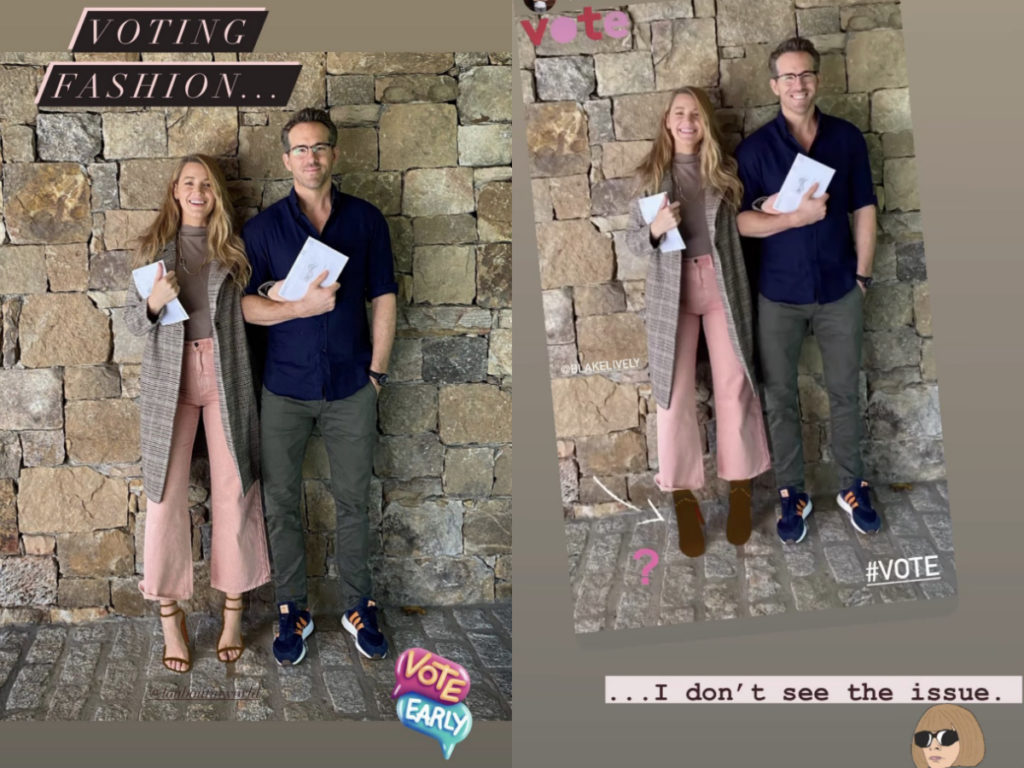 blake lively and ryan reynolds show off voting outfits