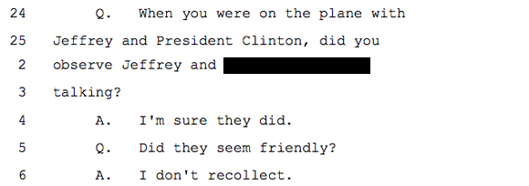 Ghislaine Maxwell deposition Bill Clinton