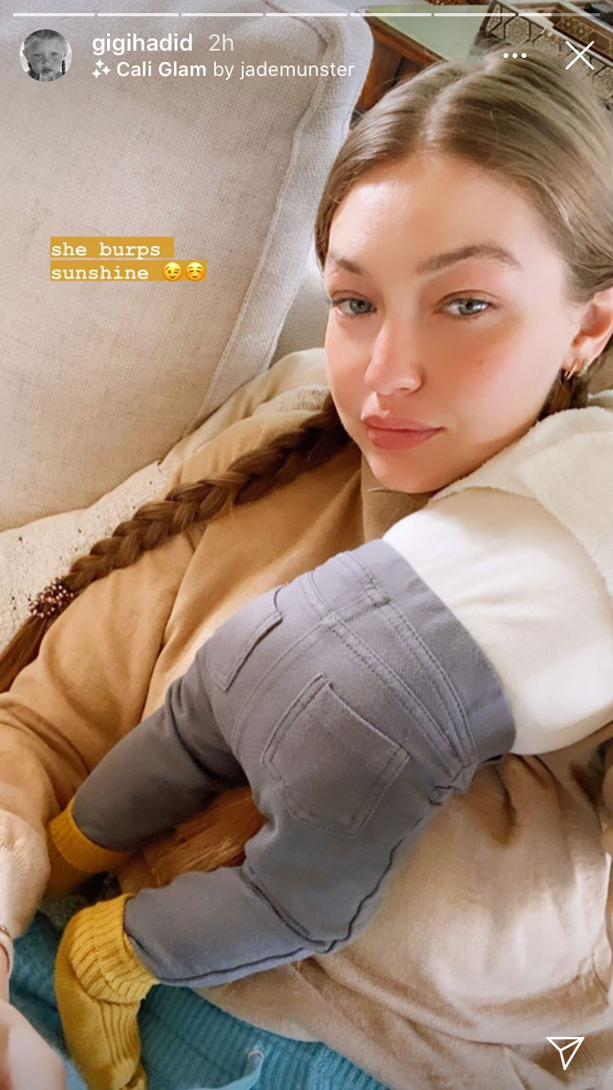 Gigi Hadid's burping baby selfie is amazing!