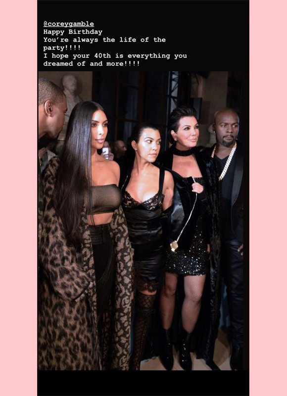 kim kardashian cory gamble birthday ig story