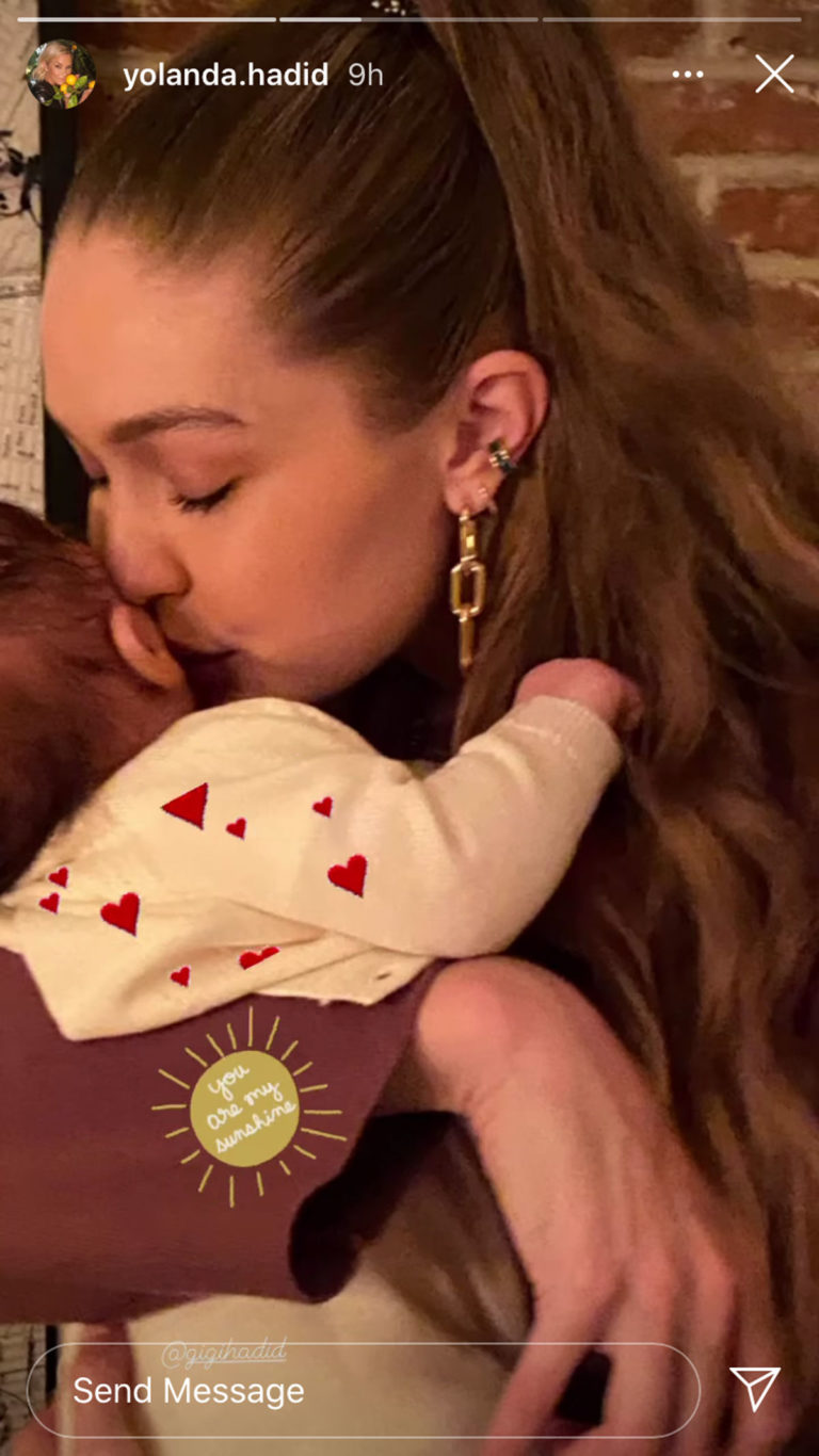 Yolanda Hadid Shares Adorable Photo Of Daughter Gigi Kissing Newborn 