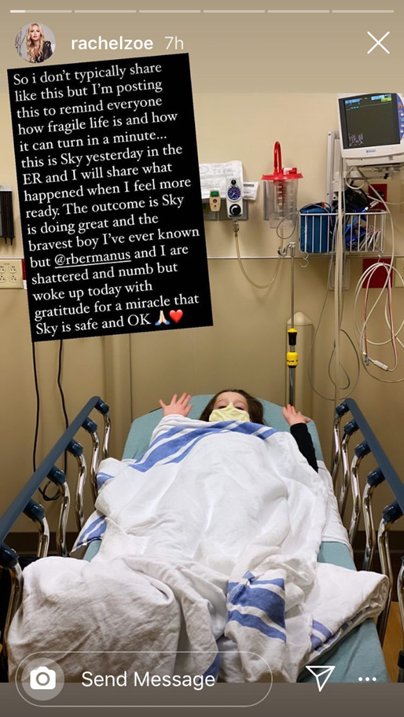 Skyler hospital Rachel Zoe Instagram Story