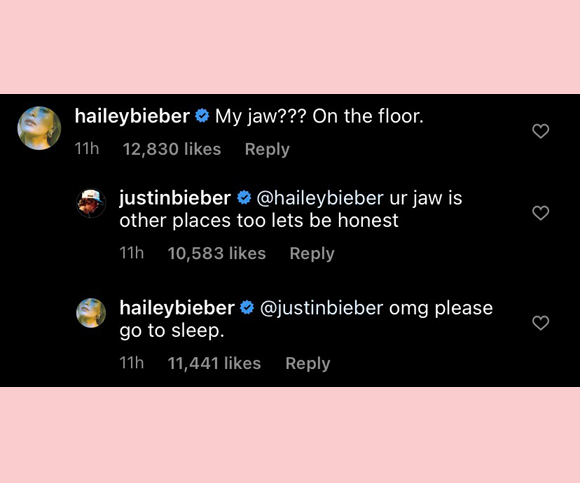justin and hailey bieber IG comments