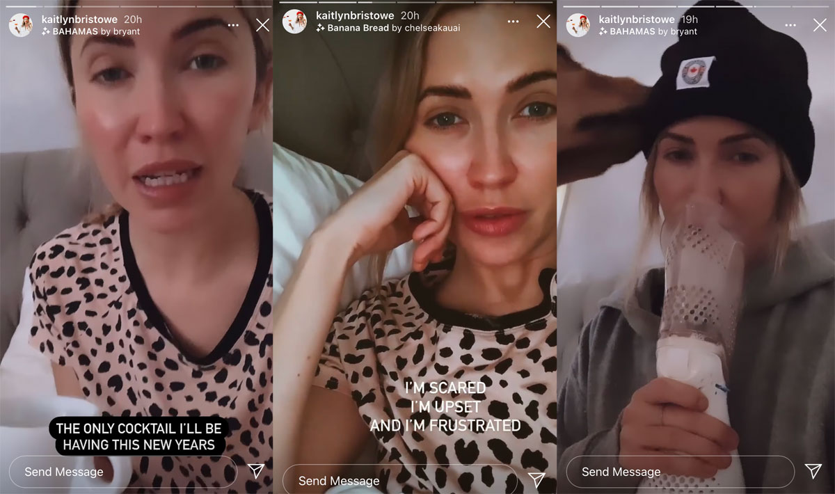 In a series of videos, Kaitlyn Bristowe revealed her reaction to the COVID diagnosis.