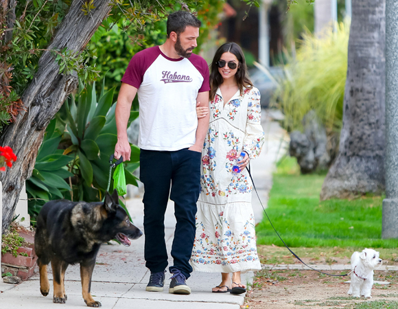 Ben Affleck and Ana De Armas walking dogs pap pics