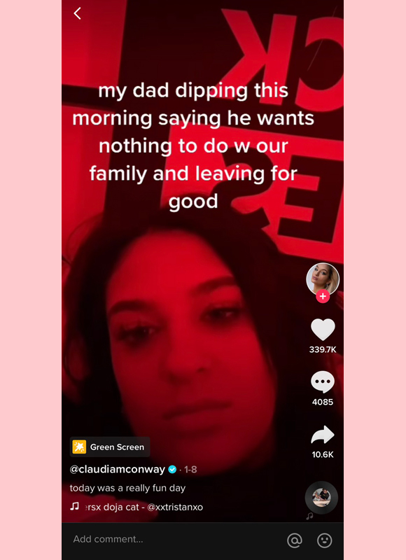screenshot of claudia's tiktok about george conway