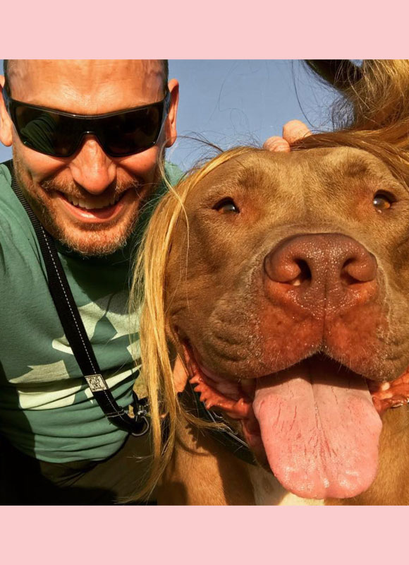 Dave Creek With His Pittbull Chop