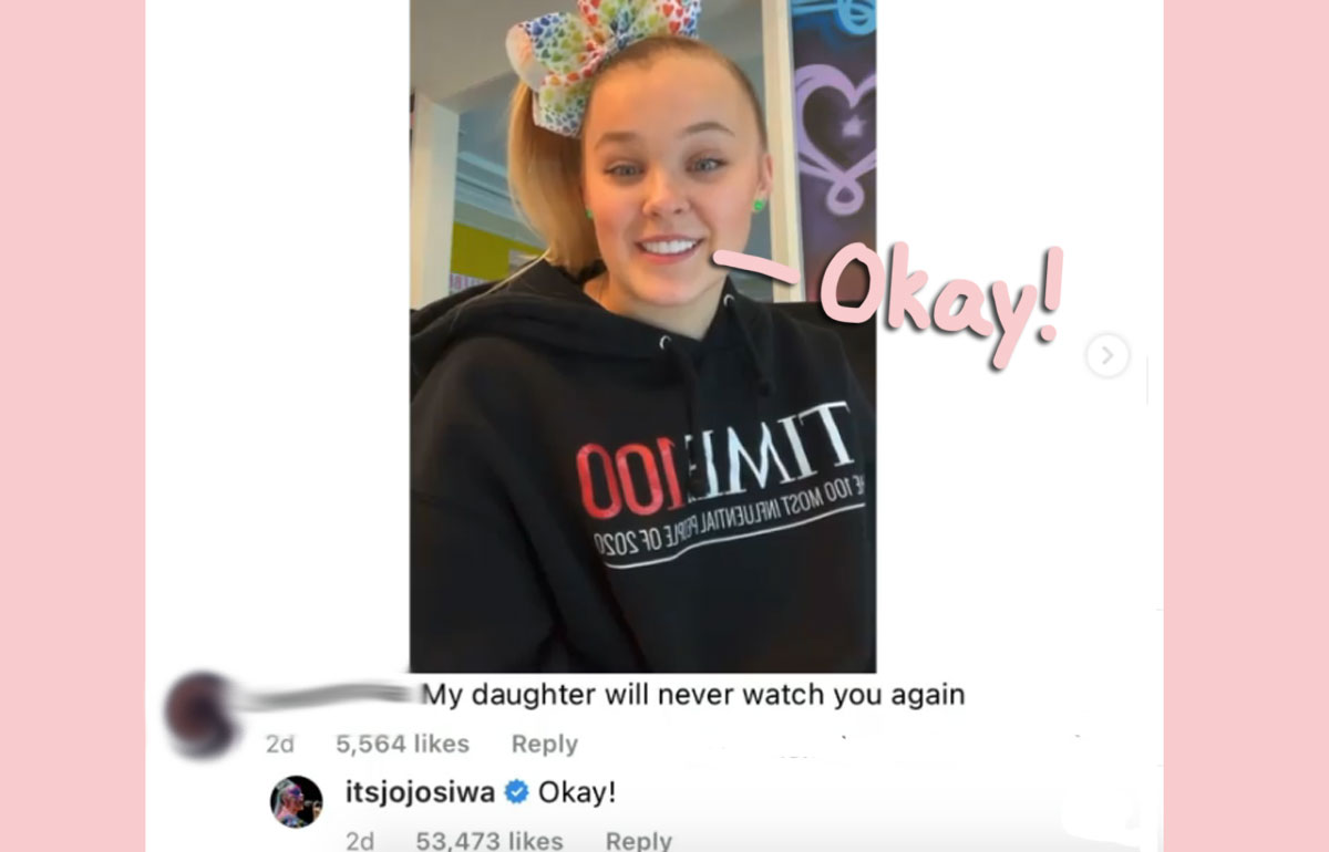 Jojo Siwa Masterfully Takes Down Troll Who Shared Hateful Comment About Her Coming Out Perez