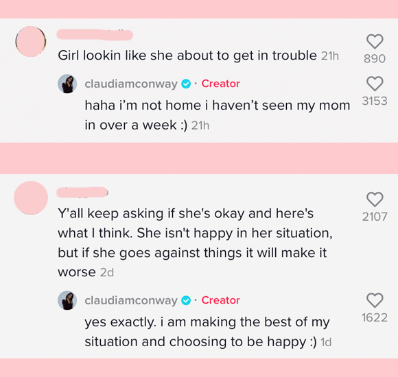 claudia conway tiktok comments about her social media return