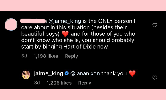 jaime king : thank you instagram comment