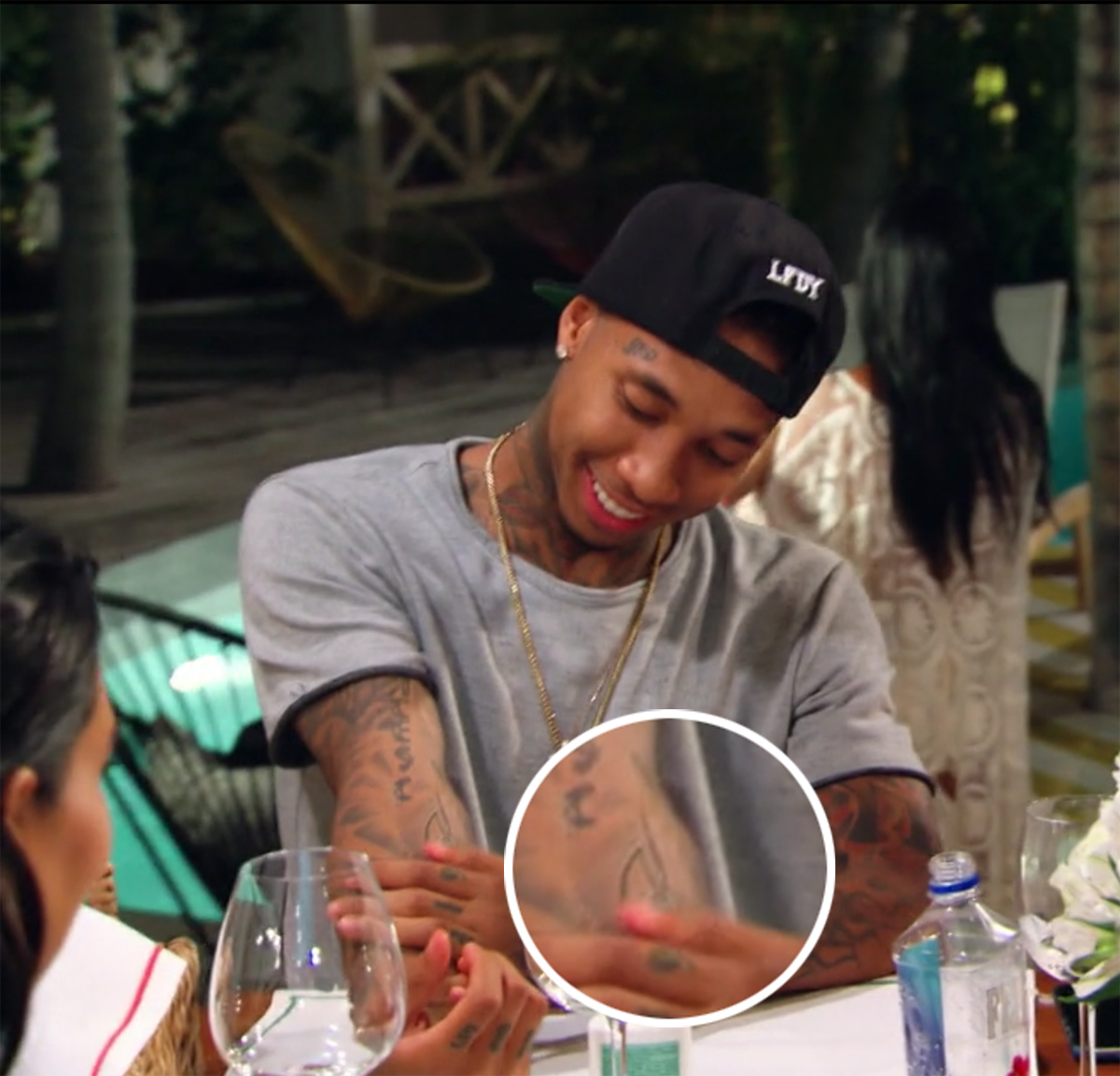 Tyga showed off his "Kylie" tattoo