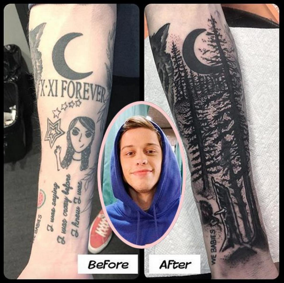 Pete Davidson covers up Cazzie David tatto