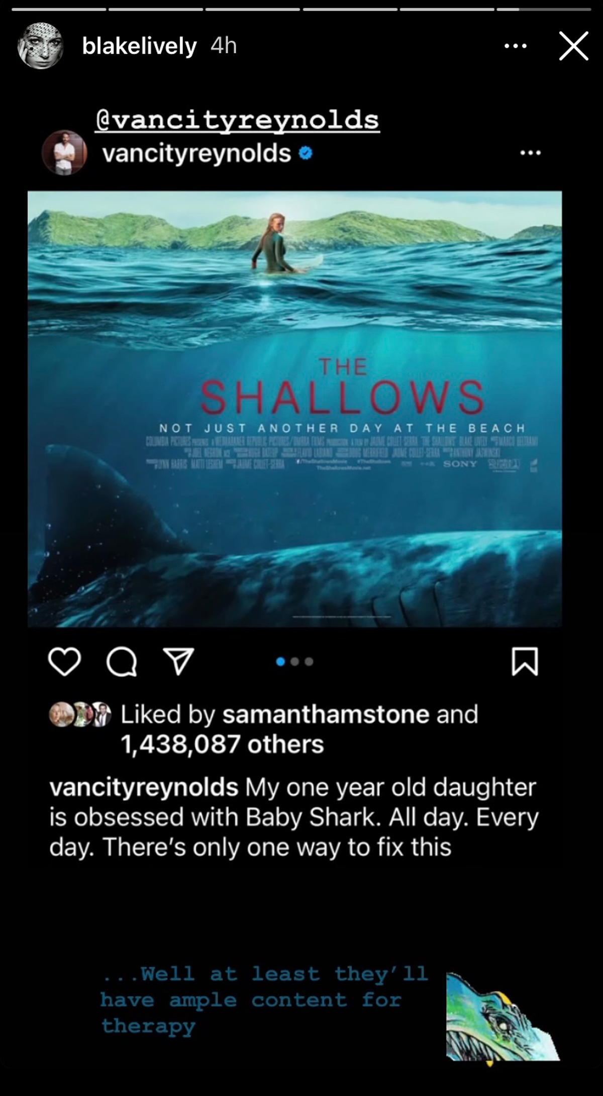 Ryan Reynolds Shares Hilarious Solution To Daughter’s <i>Baby Shark</i> Obsession! 
