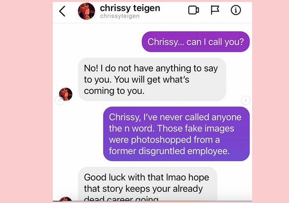 Chrissy Teigen Michael Costello DMs Instagram