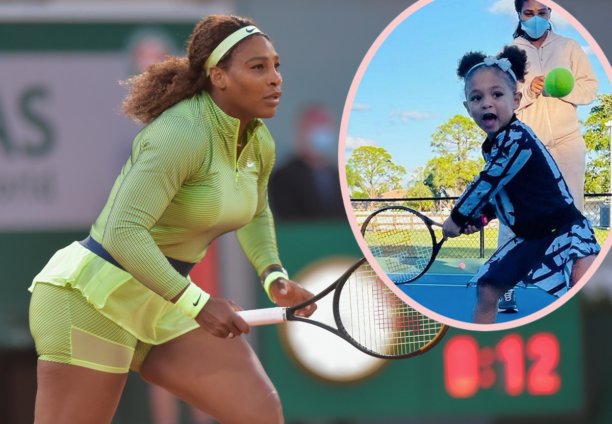 Serena Williams' toddler daughter and husband Alexis Ohanian at the Day at  the Drive tennis event