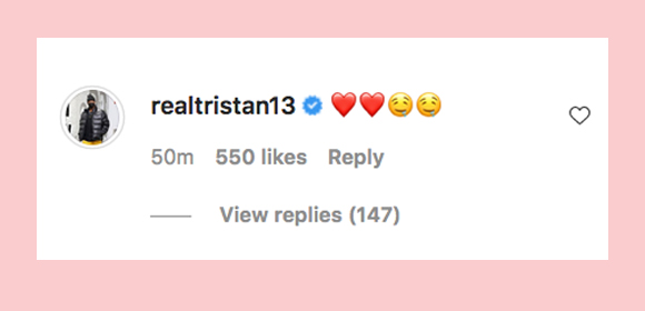Tristan Thompson comment Khloe Kardashian Instagram 1