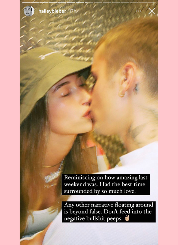 hailey bieber : instagram story about beyond false narratives