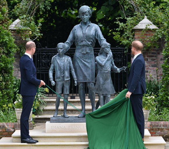 prince william, prince harry : unveil new statue of diana at kensington