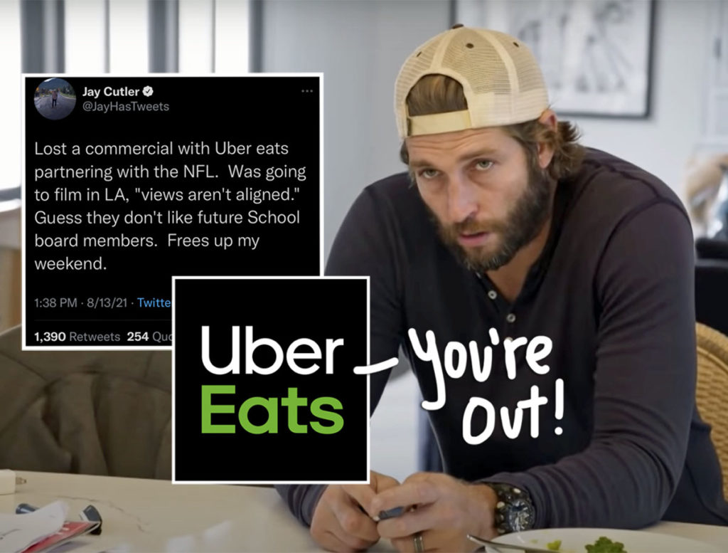 Jay Cutler dropped by Uber Eats for anti-mask views