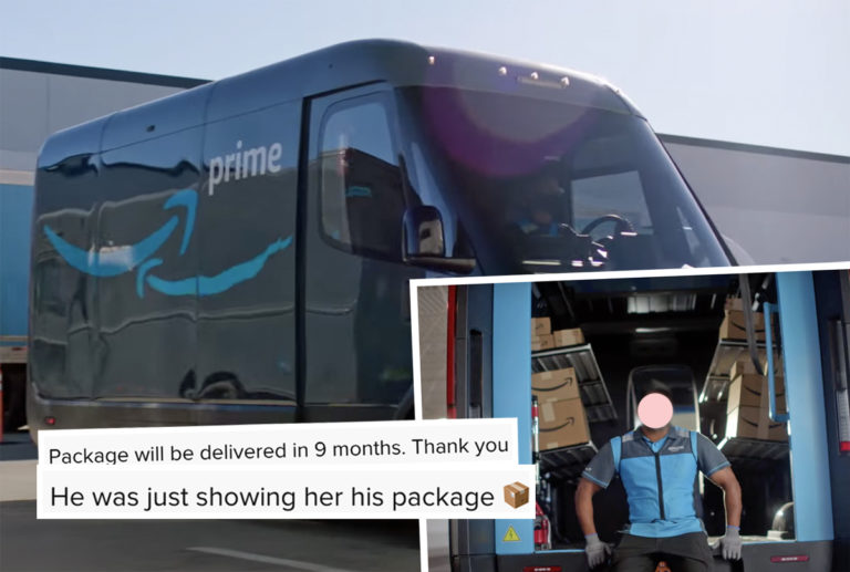This HILARIOUS TikTok Of A Woman Sneaking Out Of An Amazon Truck Just
