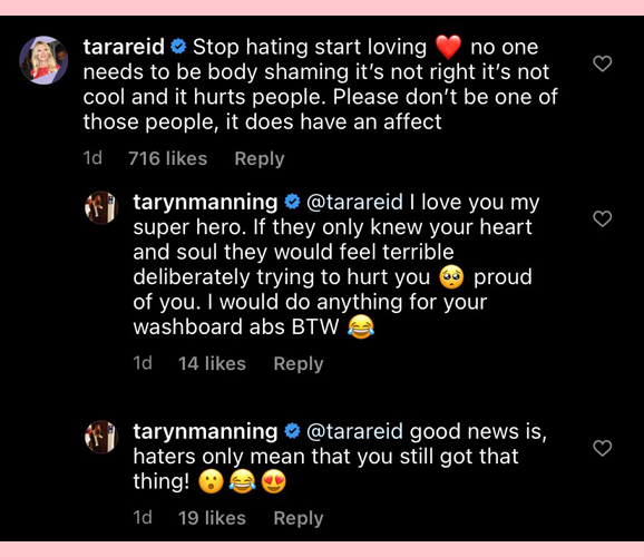 Tara Reid slams body-shaming comments about being 'too skinny