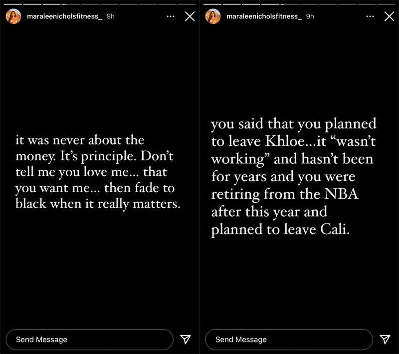 Tristan Thompson attacked in Maralee Nichols' instagram stories 2