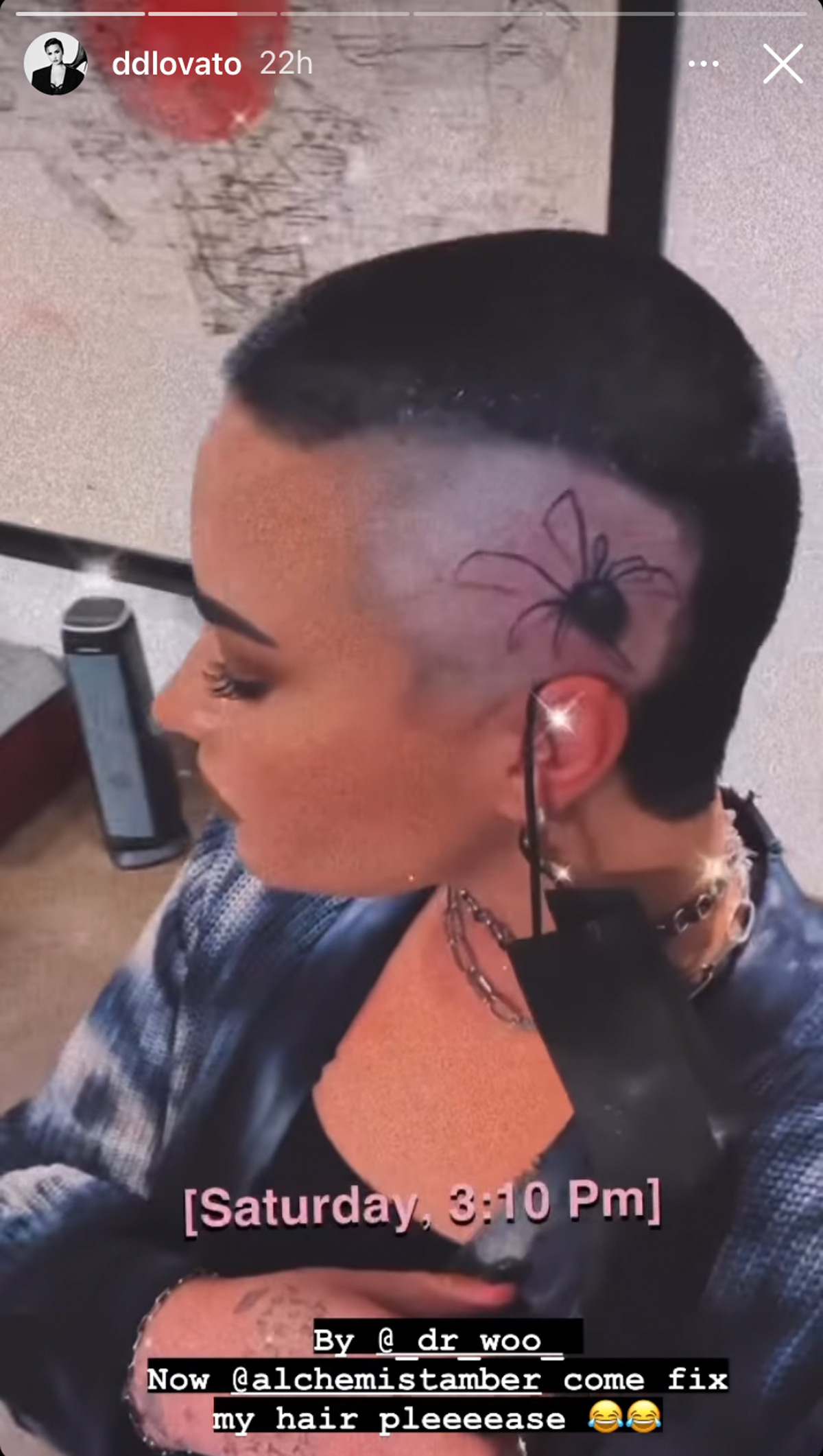 Demi Lovato has a giant spider tattoo on the side of her head after rehab