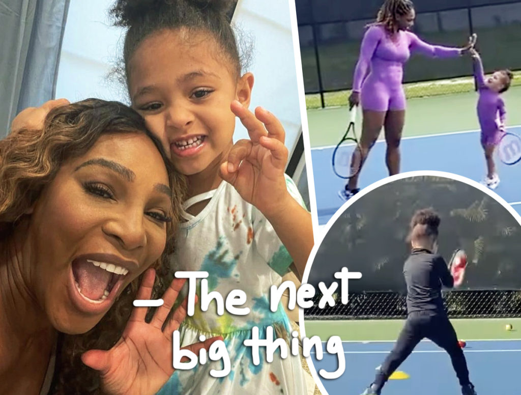 Serena Williams Has Tennis Practice with Daughter Olympia [VIDEOS]