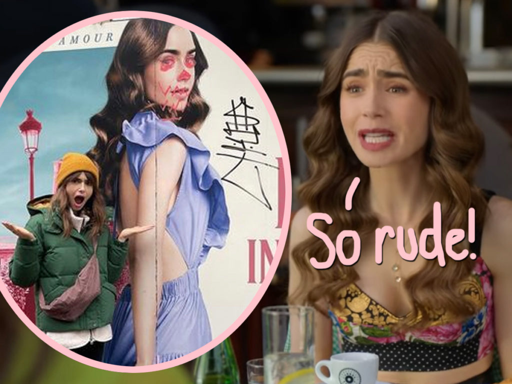 Emily in Paris' Lily Collins reacts to vandalised face billboard