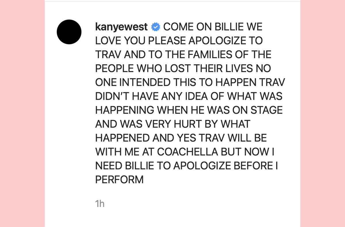 Kanye West Threatens to Quit Coachella Unless Billie Eilish Apologizes