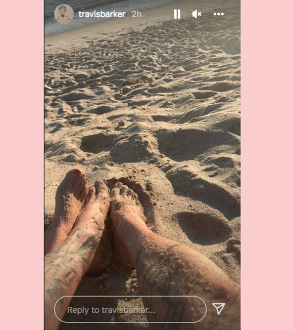 Travis Barker Kourtney Kardashian Beach PDA Instagram Story