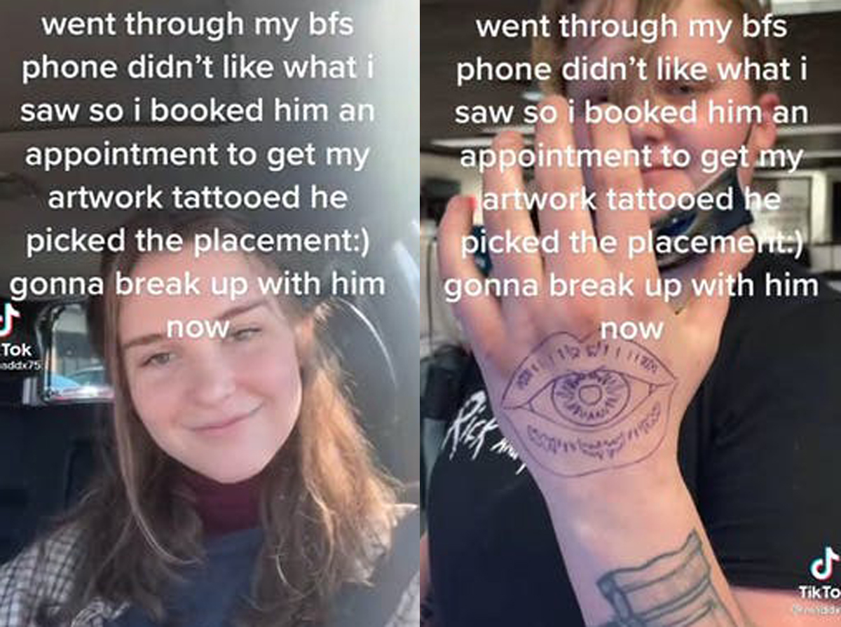 Woman Divides Tiktok By Revealing She Talked Her Bf Into Getting A Tattoo Knowing She Was About