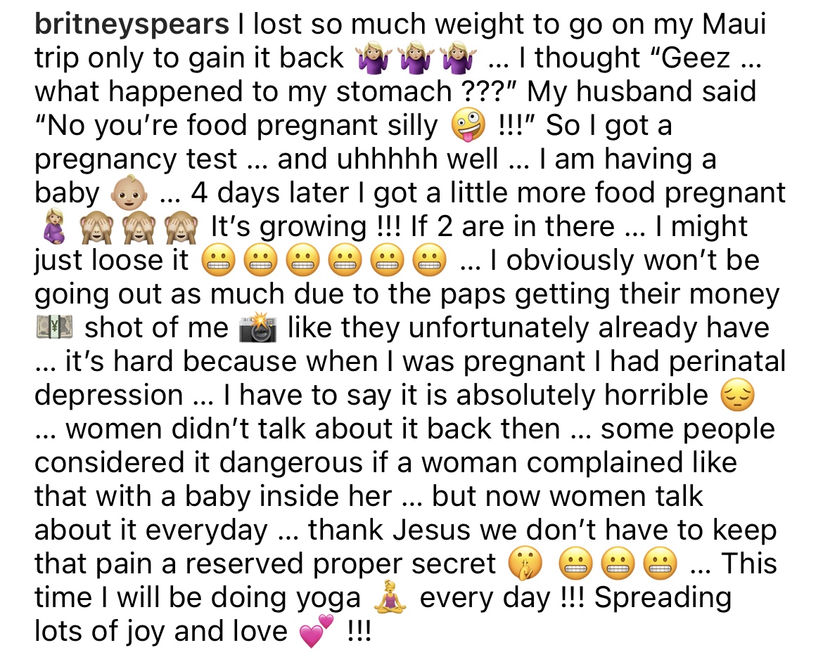 Britney Spears claims she's pregnant on instagram