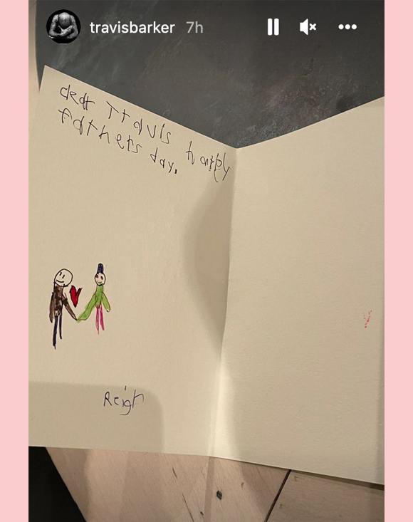 Travis Barker Fathers Day card from Reign