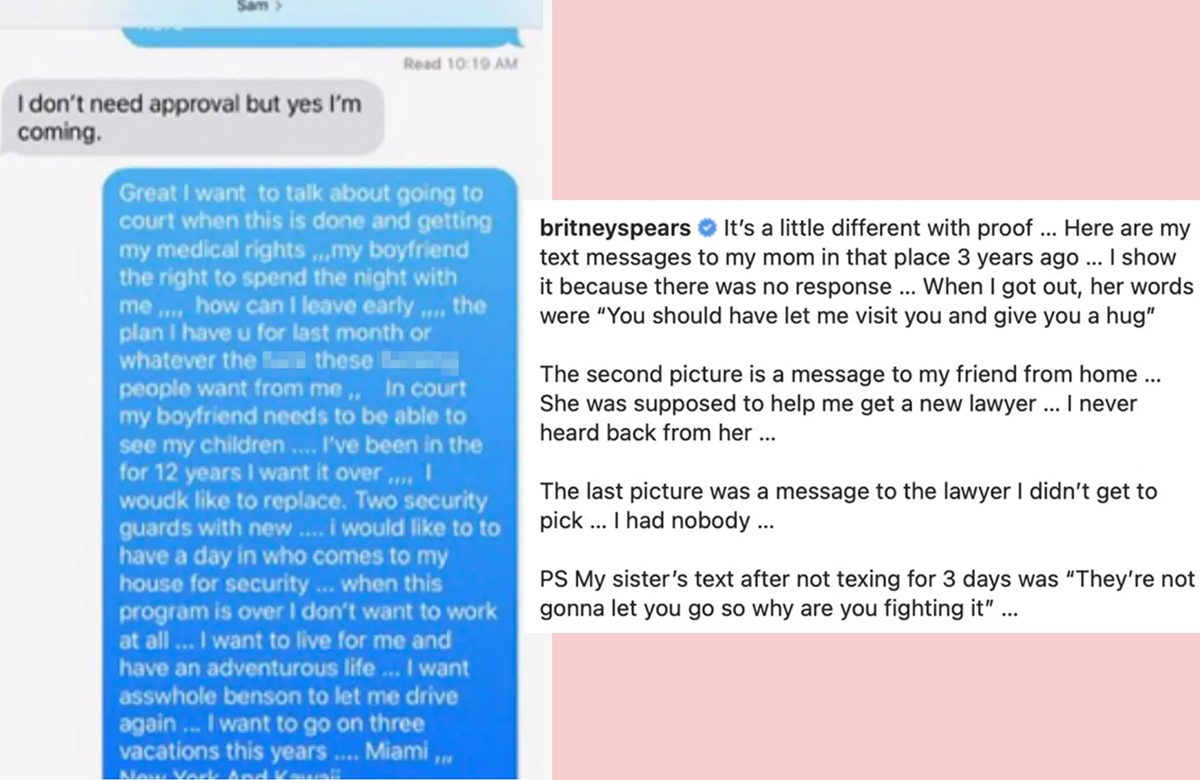 Britney Spears publica mensajes de texto que le envió a mamá Lynne desde un centro de salud mental